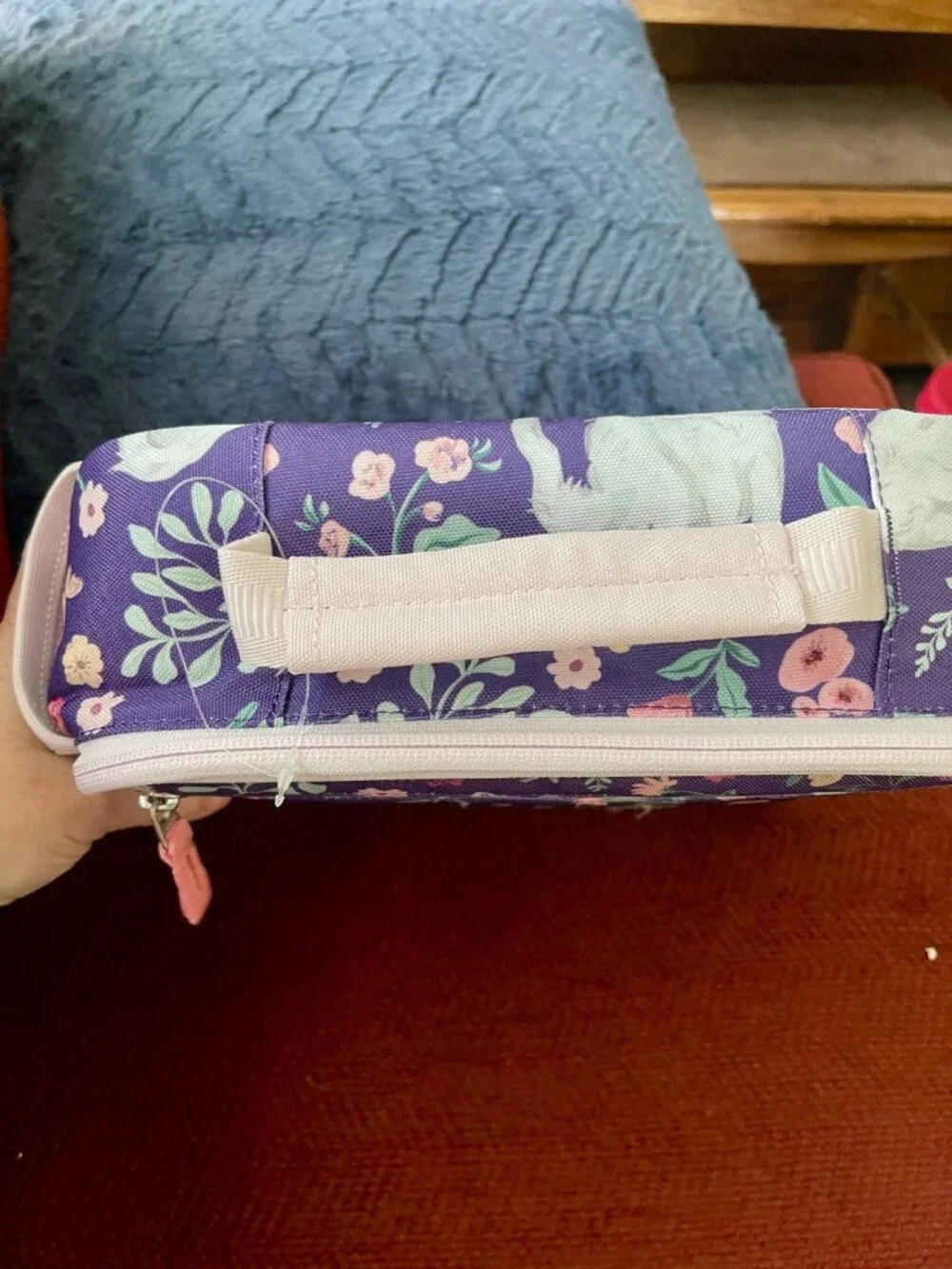 Pottery Barn Kids Cold Pack Lunch Box Kitty Floral Purple Pink Cats NWOT